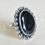 Himalayan Black Onyx Silver Ring - Baga Ethnik Living